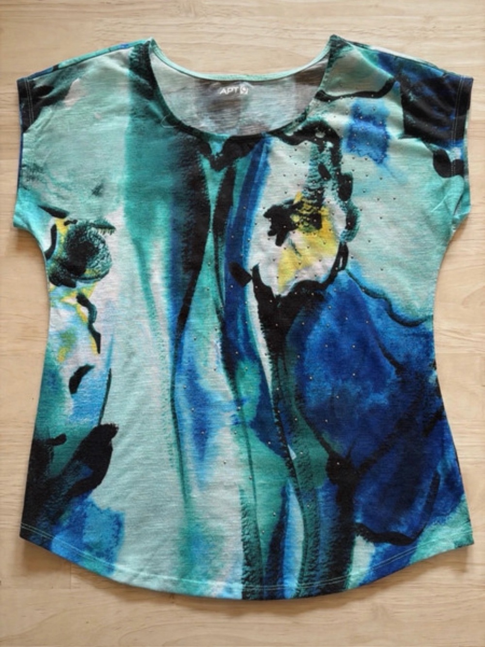 Apt. 9 Blue Teal Abstract Short Sleeve Tee